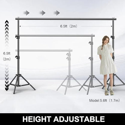 BEIYANG 6.5x6.5 FT Backdrop Stand, Adjustable Photo Background Stand Support kit with Carry Bag for Parties, Decoration, Wedding, Photo Video Studio Shooting - size: 6.5' X 6.5'