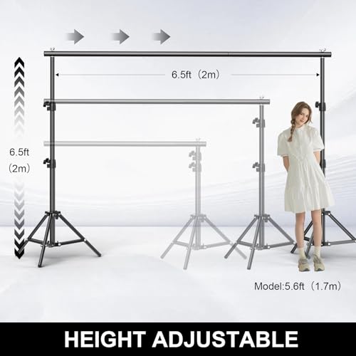 BEIYANG 6.5x6.5 FT Backdrop Stand, Adjustable Photo Background Stand Support kit with Carry Bag for Parties, Decoration, Wedding, Photo Video Studio Shooting - size: 6.5' X 6.5'