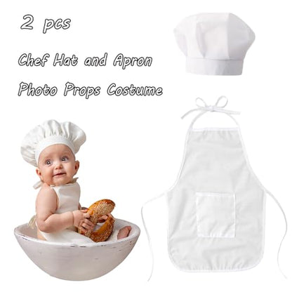 2 PCS Baby Photography Props, Chef Posing Photo for 6-24 Months, Chef Hat and Apron Photo Props - color: Boy