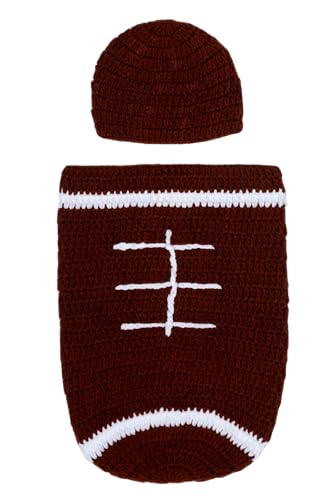 Matissa Newborn Baby Girl/Boy Crochet Knit Costume Photography Prop Hats Outfits - color: Rugby Ball