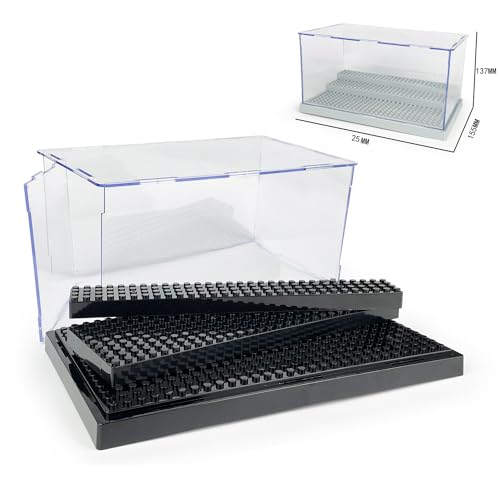 Display Case for Minifigure Action Figures Blocks, Removable Acrylic Display Box Storage for Collection Bricks Blocks Toys Models Minifigures
