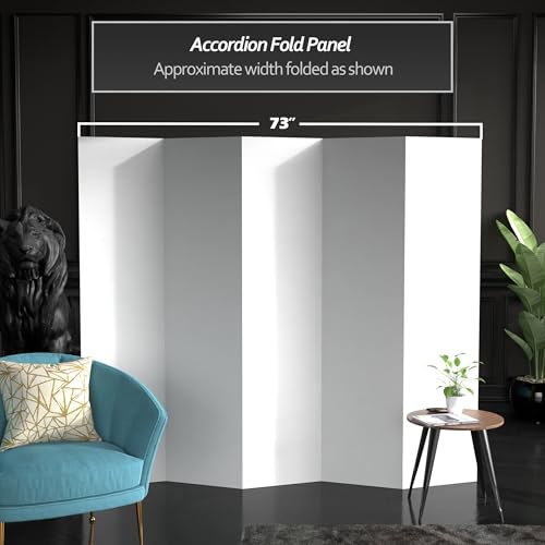 6 ft. Tall White Temporary Cardboard Folding Screen - 5 Panel - size: 6 ft Tall - 5 Panel