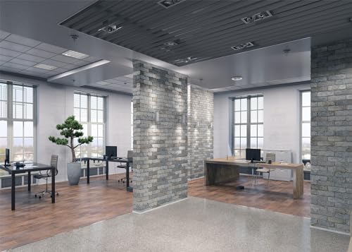 BELECO 8x6ft Fabric Modern Backdrop for Video Conference & Office Interior - Brick Wall Partition Windows Photography Background for Virtual Home Office & Live Video / Youtube Photoshoot Props - size: 8x6FT