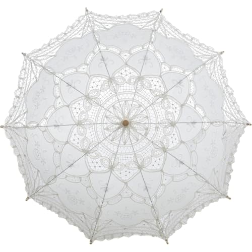 Chinese Japanese Handmade Parasol Umbrella,Asian Decoration DIY Art Dance Classical Umbrella for Wedding Parties Photography Costumes Cosplay(1 PCS) - color: umbrella Lace White, size: 30.7" Lace Umbrella