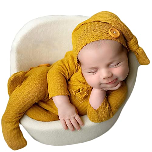 Zeroest Newborn Photography Props Boy Outfits Baby Photo Props Outfit Newborn Boy Photo Shoot Hat Set (Ginger) - color: Ginger