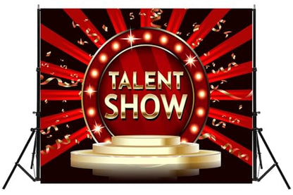 10x7ft Talent Show Backdrop Game Magic Music Dance Show Prom Background Kids Family Business Graduation Party Birthday Cake Table Banner Photoshoot Props - size: 10X6.5FT