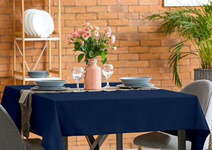 Utopia Kitchen Rectangle Table Cloth 2 Pack(54x54 Inches, Navy Blue), Tablecloth Machine Washable, Polyester Table Cover for Dining, Buffet Parties, Picnics, Events, Weddings and Restaurants - color: Navy Blue, size: 2 Pack 54x54 Inch Tablecloth