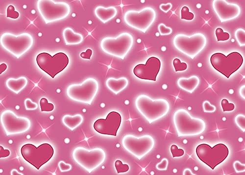 7x5ft Pink Heart Backdrop 90s Backdrops for Photoshoot Valentines Decor Banner Birthday Props X-118 - color: Pink, size: 7x5ft