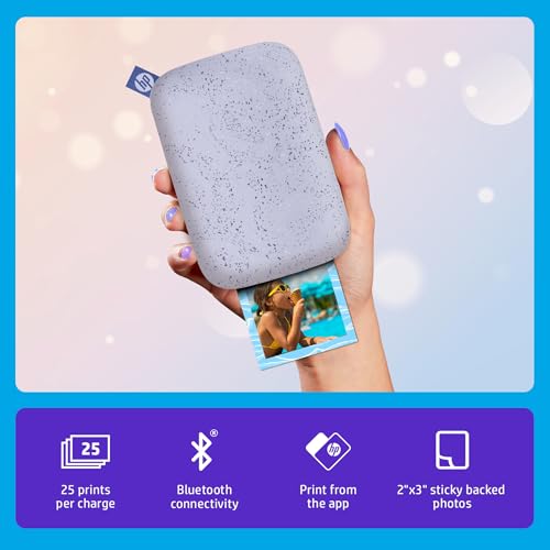 HP Sprocket 2x3 Instant Smartphone Photo Printer - Portable Color Wireless Mobile Printer - Zink Sticky-Back Photos - Print from Compatible iOS & Android Devices with Bluetooth w/Fun App - Purple - color: Purple, style: Printer