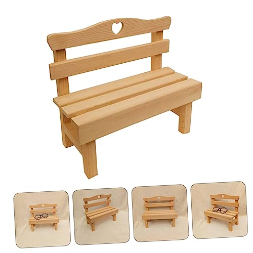 KESYOO 1pc Decorative Mini Pine Bench Figurine Creative Wooden Photography Prop Adorable Miniature Chair for Home Decor for Dollhouse Displays and