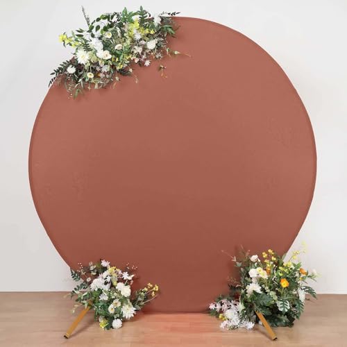 Efavormart 7.5ft Terracotta Round Spandex Arch Cover, 2-Sided Custom Fit Backdrop Stand Slipcover for Earthy Boho Weddings and Autumnal Event Decor - color: Terracotta, size: Round