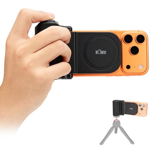 KIWIFOTOS for iPhone Magsafe Camera Grip Magnetic Phone Handle with Bluetooth Remote for iPhone 17 16 15 14 Pro Max Samsung S26 S25 Smartphone Vlog Video Shooting(Tripod NOT Included) - color: Magsafe Phone Grip-Black