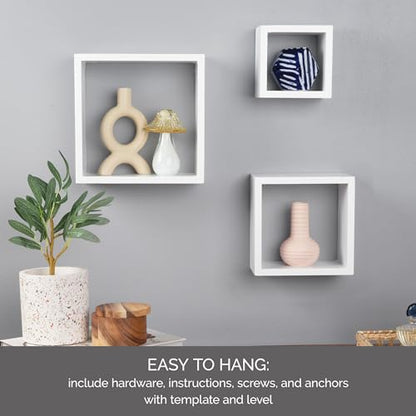 MELANNCO Floating Square Cube Shelves, for Bedroom, Living Room, Bathroom, Kitchen, Nursery, White (Pack of 12) - color: White, size: Set of 12