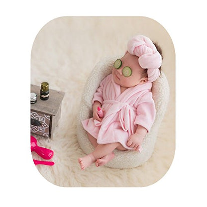 Newborn Baby Photography Props Outfit Robe Bathrobes Towel Sets & Cucumber Slices for Baby Boys Girls Posing Photo Prop - color: Pink