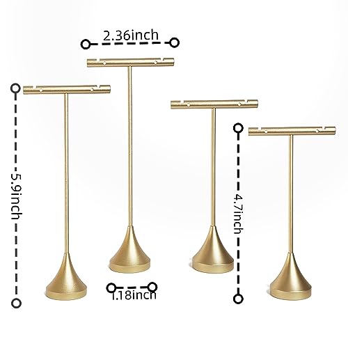 4pcs Gold Earring Display Stands For Selling Earring T Stand Retail Display Holder for Show, T Bar Jewelry Organizer for Show Online Store Photography Props