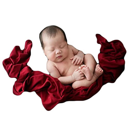 Zeroest Newborn Photography Stretch Wrap Boy Girl Baby Wraps Photography Props Baby Photo Prop Stretch Blanket for Baby (Wine) - color: Wine
