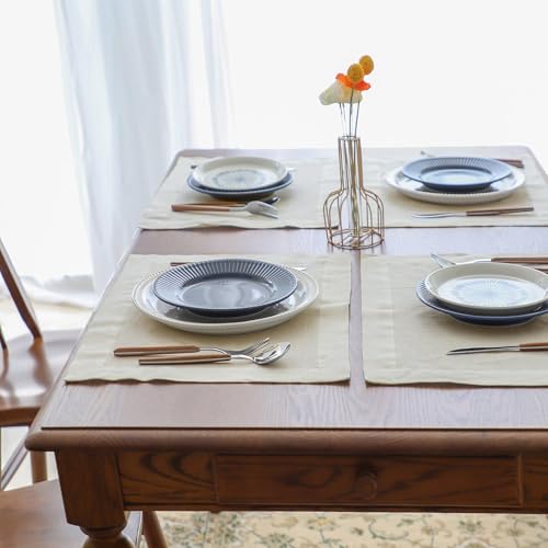 Simple&Opulence Linen Placemats Set of 4 – Hemstitched Dinner Cloth Placemats for Wedding,Party,Mothers Day,Easter – Machine Washable and Reusable 14"×19" Linen - color: Linen, size: placemat(14"×19”)