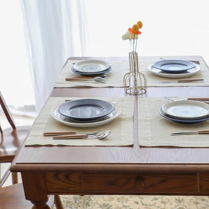 Simple&Opulence Linen Placemats Set of 4 – Hemstitched Dinner Cloth Placemats for Wedding,Party,Mothers Day,Easter – Machine Washable and Reusable 14"×19" Linen - color: Linen, size: placemat(14"×19”)