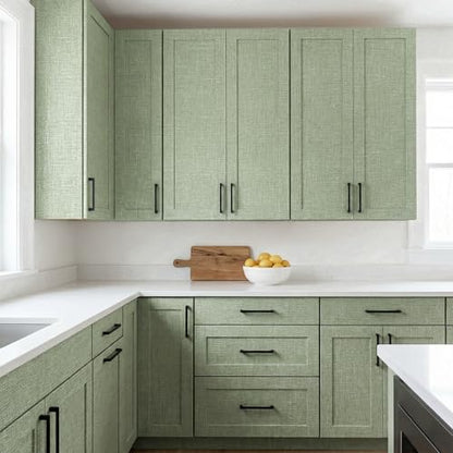WADILE Grasscloth Peel and Stick Wallpaper 15.7in x 78.7in, Textured Contact Paper for Cabinets, Faux Linen Wall Paper Pull and Stick, Fabric Vinyl Wallpaper Self Adhesive Light Green - color: Light Green, size: 15.7" x 78.7"