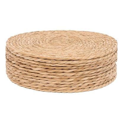 GENMOUS Woven Placemats Set of 12, 12" Round Placemats Natural Water Hyacinth Boho Placemats,Farmhouse Rattan Chargers for Dinner Plates, Rustic Braided Wicker Table Mats for Thanksgiving,Home,Wedding - size: 12inch, Set of 12