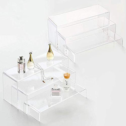 ANDGOO Display Risers, 6 Pcs(7.9”L~8.3”L~8.7”L) Rectangular Clear Acrylic Showcase Collectibles Display Stands Suitable for Retail Shoe Showcase Jewelry Funko Pop Figures - color: Clear, size: 6Pcs (7.9”L~8.3”L~8.7”L)