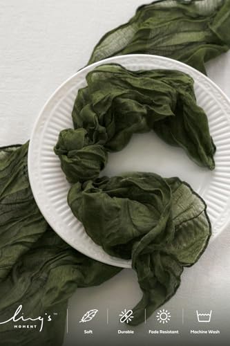 Ling's Moment Luxury Cloth Wedding Napkins - 19x19 Inch Reusable Cheesecloth Linen Napkins for Wedding Reception, Bridal Shower, Dinner Table - Washable, Durable (Set of 10), [Sage Green] - color: Grn-moss Green