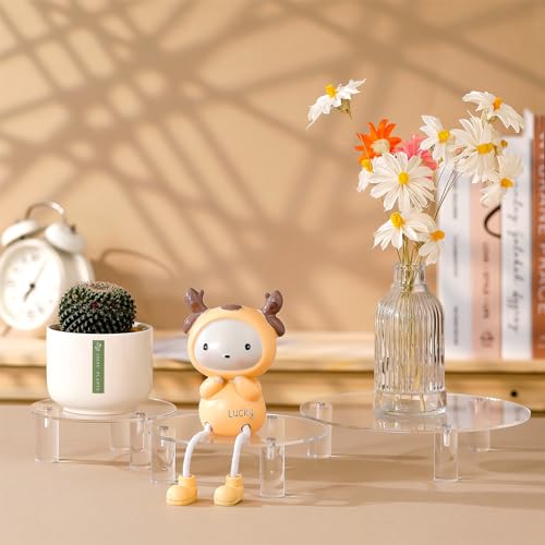 Lineshading 3 Pcs Round Acrylic Display Riser Clear Round Stands Clear Pedestal Riser Board for Cake Plant Dessert Jewelry Collectible Cupcake Figure Wedding Birthday Party Decor(5'', 6'', 8'') - size: 5'',6'',8''