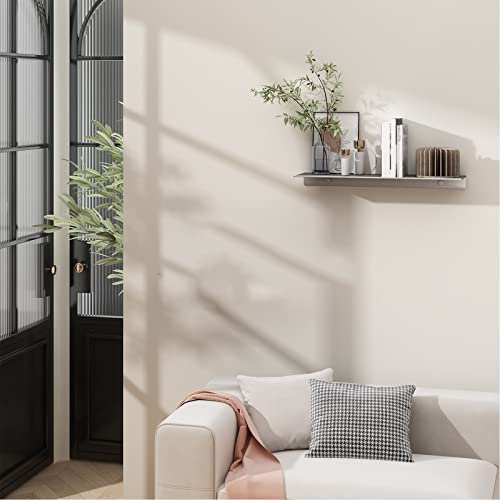 Danpoo Metal Wall Shelf, Small Floating Shelf Bathroom Wall Shelf, 16" Display Shelves for Wall Storage, Grey - color: Grey, size: 16 IN