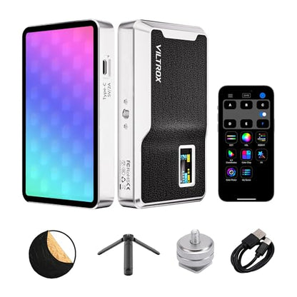 RGB Video Light Kit, 6000mAh Portable Camera Light 8W Output Power, LED Video Light Panel, 2500-8500K CRI TLCI 97+ Photograhy Lighting, with Mini Tripod, 60cm Reflector - size: 8W Kit with Reflector/Tripod