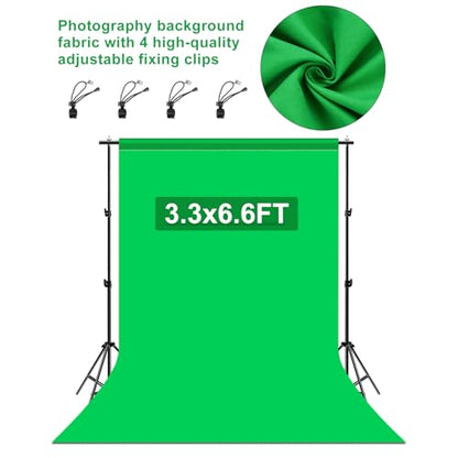 PULUZ Green Screen Backdrop with 4 Fixing Clip, 3.3 x 6.6 Ft Photography Chroma Key Greenscreen Background for Streaming Zoom, Live Streaming, Photo Video Studio - size: 3.3 x 6.6 Ft