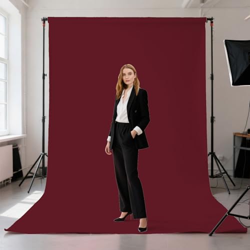 6x9FT Burgundy Red Screen Backdrop for Photography Photo Booth Wine Red Backdrop for Photoshoot Background - color: Burgundy Red, size: 6X9ft