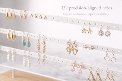 MAHITOI™ Earring Holder with 132 Holes 4 Layers, Earring Holder Organizer Stand Tree, Earring Display, Earring Stand for Necklace Ring Bracelets, Display Storage