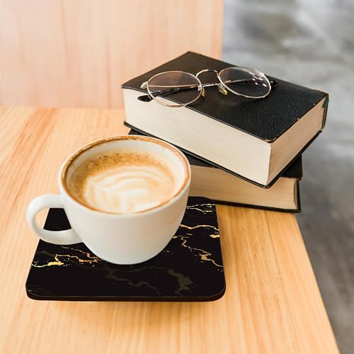 3dRose Image of Black and Yellow Marble Texture, Faux Stone Backdrop Set of 4 Coasters - Cork - size: Set of 4 Cork Coasters