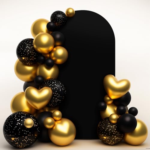 LEBENGURU Upgraded 5FT Wedding Arch Cover, Black Spandex Fitted Arch Backdrop Cover, Round Top Chiara Stand Covers for Birthday Party Baby Shower Banquet Balloon Décor - color: Black, size: 5FT