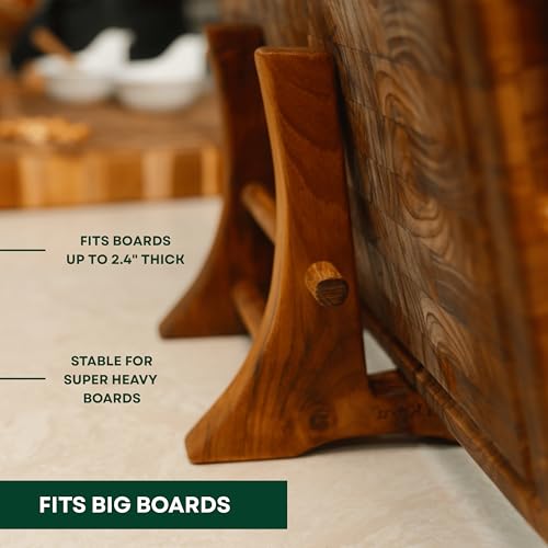 Chopping Board Stand – Teak Wood – Premium Handmade Holder Organizer for Boards, Drying Rack, Single or Dual Slot, Fits Thick Boards, Air-Dry Base (1 Slot (2.4 in Thickness) - 2 Pieces) - style: [2 Pcs] 1 Slot - 2.4" Thick