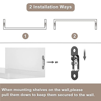 SRIWATANA Floating Shelves Wall Mounted, Solid Wood Wall Shelves Set of 3, Dark Brown… - color: Dark Brown