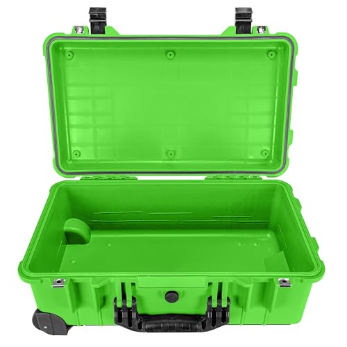 Eylar 22" Carry-On Travel Roller Gear, Camera, Drones, Tools, Equipment Hard Case Waterproof with Foam (Neon Green) - color: Neon Green