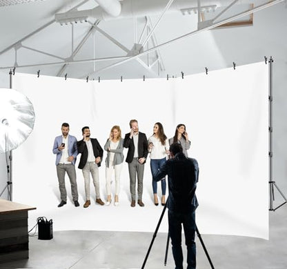 SLOW DOLPHIN Photo Video Studio 30ft (Wide) x 10ft (Tall), Degree Crossbar Rotatable, Angle Adjustable Triple Crossbar Extender Mount, Photography Background Support System, Sand Bags,Clamps