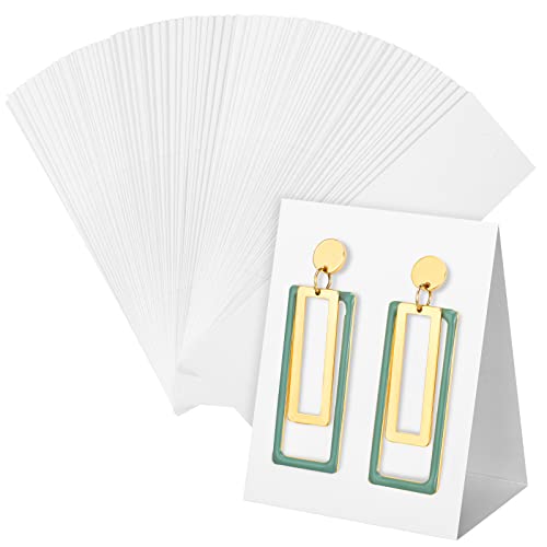 100 Pcs Standing Earring Display Cards Holders Paper Hanging Earring Packaging for Small Business Jewelry Packaging Supplies Selling DIY Retail Show Photography Props(White) - color: White