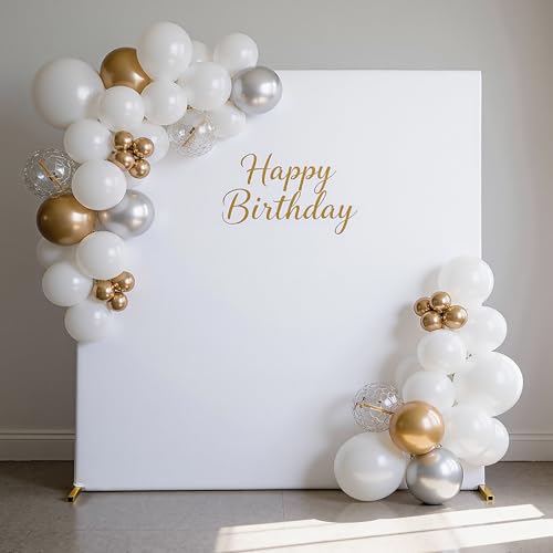 White Square Backdrop Cover 6.6FT x 6.6FT with Zipper,Spandex Fitted Stand Cover,4 Way Stretch Wrinkle-Free Fabric for Wedding Party Birthday Photo Background Decor - color: White