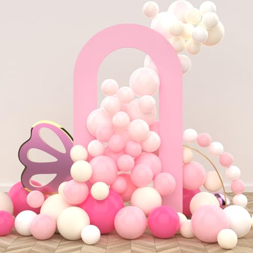LEBENGURU Upgraded 7.2FT Open Arch Backdrop Cover, Light Pink Spandex Fitted Round Top Wedding Arches, Double-Sided U-Shaped Arch Chiara Stand Covers for Birthday Party Baby Shower Balloon Décor - color: Light Pink