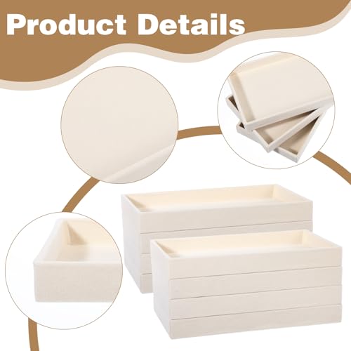 Dimeho 8 PCS Velvet Jewelry Organizer Trays Stackable Jewerlry Tray Jewelries Storage Display Plate Beige Blank Display Flat Tray for Earring Ring Beads Bracelet Necklace 8.3 x 4.7 x 1 Inches