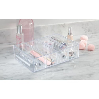 iDesign 36560EU 4-Drawer Vanity/Cosmetic Organizer, Set of 1, Clear - style: 4 Drawer Flip