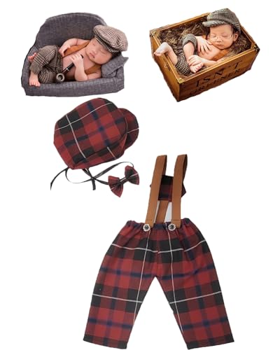 Newborn Baby Boy Suspender Pants Photo Outfits Gentleman Photography Outfit Girl - color: Color
