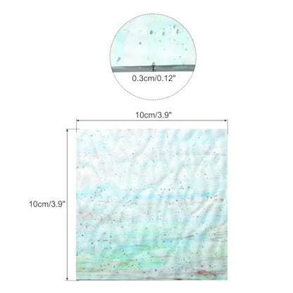 MECCANIXITY Stained Glass Sheet Mosaic Tile 3.9 Inch x 3.9 Inch Cyan Stained Glass Sheets for Crafts DIY, Art Project - color: Cyan