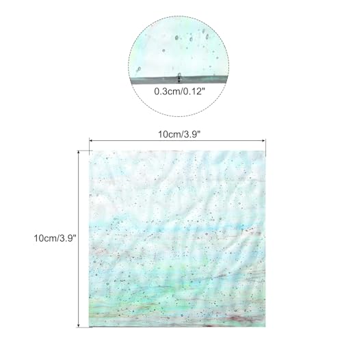 MECCANIXITY Stained Glass Sheet Mosaic Tile 3.9 Inch x 3.9 Inch Cyan Stained Glass Sheets for Crafts DIY, Art Project - color: Cyan