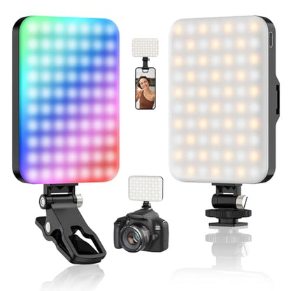 Hagibis RGB Video Light, 360° Full Color Selfie Light LED Camera Light with 3 Cold Shoe Mounts/CRI 97+/20 Scene Modes/2200mAh Rechargeable Portable Phone Light Photography Selfie Lighting - color: RGB