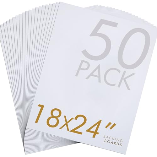 Falling in Art 50 Pack Acid-Free Mat Boards - 18x24 Uncut White Backing Boards, 4 - Ply Thickness Backer Boards for Photos, Pictures, Frames, Artworks and Prints - size: 18*24-50 Pack