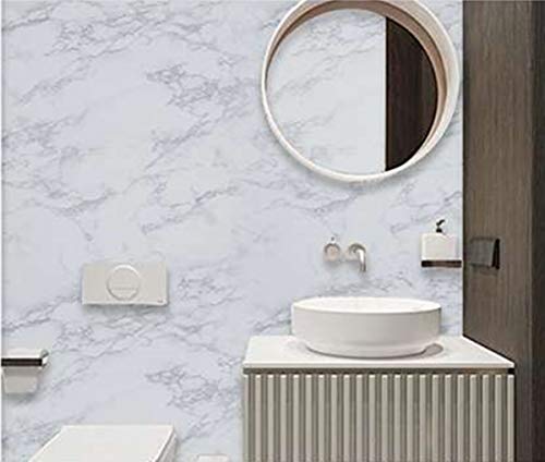 practicalWs Marble Paper Granite Gray/White Roll Kitchen Countertop Cabinet Furniture is Renovated Thick PVC Easy to Remove Without Leaving Glue Upgrade 17.71" x 196.8" - color: Gray/White, size: 17.7" x 196.8"