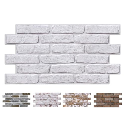 COMSTICKC 3D White Faux Brick Wall Panel Peel and Stick Wall Covering, 12 Pcs of 22.8" x 11.8", 3D Brick Wall Stickers, UrltraLight PVC Adhesive Brick Decorative Tiles, 22.48 sq.ft - color: Retro-White